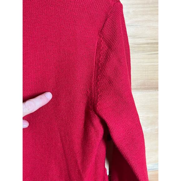 Women's Etcetera Red open font waterfall knit cardigan sweater Size Small. - Picture 7 of 10